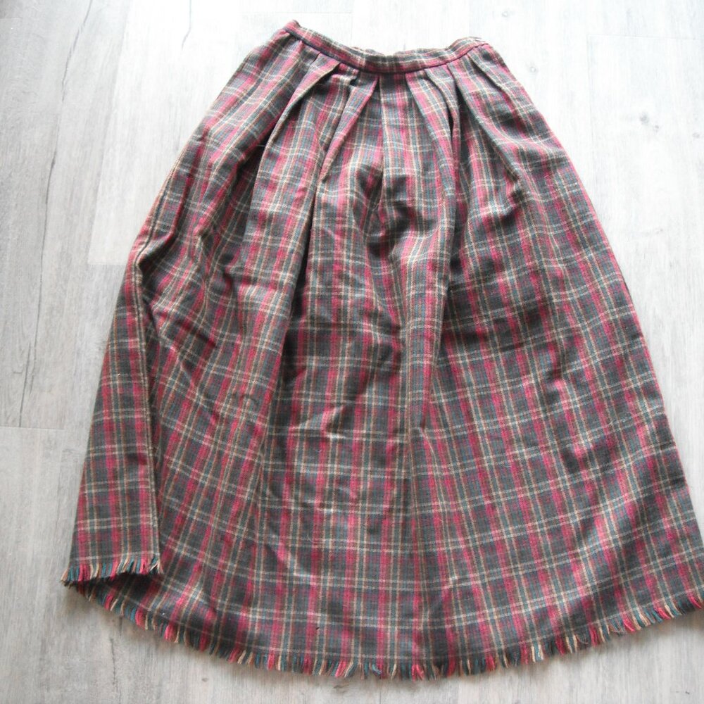 Cullinane Vintage Wool Skirt Size XS extra long plaid